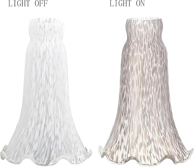 Lily Flower Glass Lampshade Replacement, 2 Pack,Tulip Style Table Floor Lamp Shade Replacement 4.2" x 4.2" x 6.7" (White)