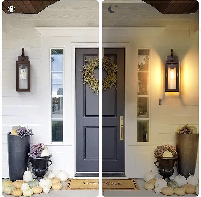 17" Brown Large Exterior Lighting Fixtures 2Pack, Waterproof Outdoor Wall Porch Lights Sconces Wall Mount, Coach Lights for Garage Carriage Lights Exterior for House