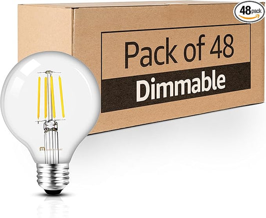 MASTERY MART 48 Pack G25 Globe LED Light Bulbs Dimmable, E26 [60W Equivalent], 5000K Daylight White, Vintage Decorative Filament Bulb for Bathroom Mirror, 5.5W LED, UL Listed, Energy Star