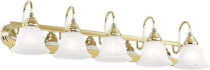 Livex Lighting 1005-25 Belmont 5-Light Bath Light, Polished Brass and Chrome, 36 x 8.5 x 8.5
