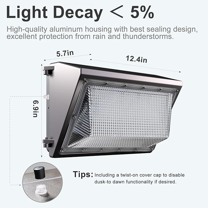 Lightdot 8Pack 70W LED Wall Pack Lights, 100-277v Off Dusk to Dawn Photocell, 10500Lm(150Lm/W) 5000K IP65 Outdoor Exterior Lighting for Garage,Warehouse,Yard,Building,Factory,ETL