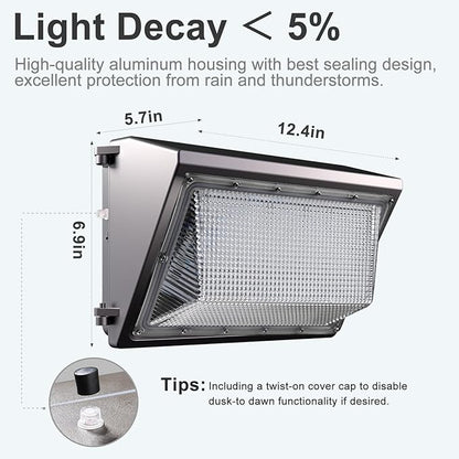 Lightdot 8Pack 70W LED Wall Pack Lights, 100-277v Off Dusk to Dawn Photocell, 10500Lm(150Lm/W) 5000K IP65 Outdoor Exterior Lighting for Garage,Warehouse,Yard,Building,Factory,ETL