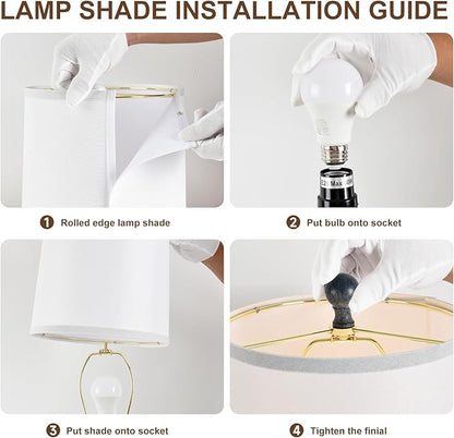 Terpsichore Lamps Set of 2 Modern Farmhouse Table Lamp Bedside Reading Lights Living Room End Lamps Bedroom Night Light,High 22.5 Inch,Navy Blue,with Fabric Lamp Shade,Bulb Not Included