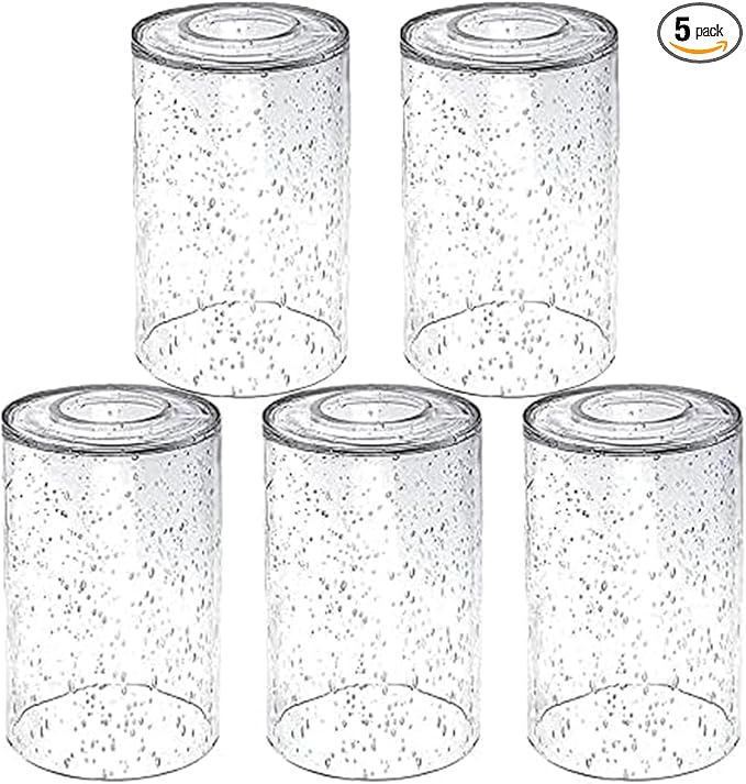 5 Pack Bubble Glass Lamp Shade,Glass Shade Covers Replacements for Light Fixtures，Cylinder Globe Glass Shades Covers for Pendant Lights Chandeliers Wall Sconces Bath Vanity Lights