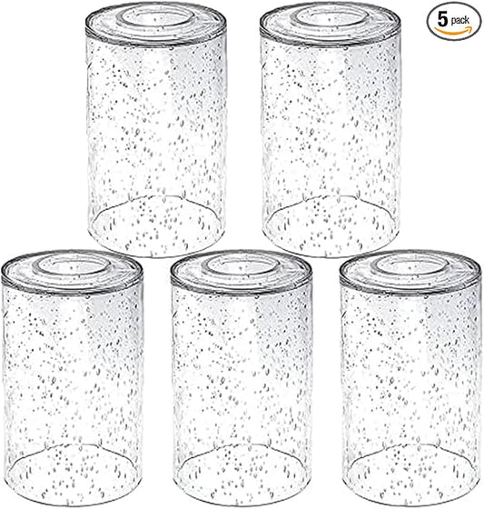 5 Pack Bubble Glass Lamp Shade,Glass Shade Covers Replacements for Light Fixtures，Cylinder Globe Glass Shades Covers for Pendant Lights Chandeliers Wall Sconces Bath Vanity Lights