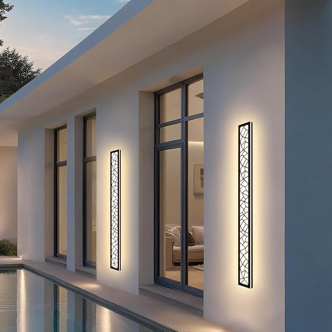 2 Pack Modern Outdoor Wall Lights for Patio,48 inch Long Outdoor LED Wall Lights,Dimmable LED Long Linear Exterior Lighting,Outside Linear Wall Light for Front Door,Garage,Enterway