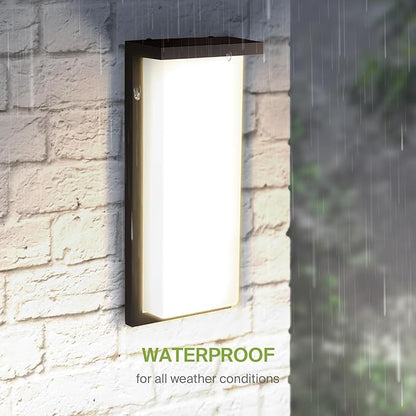 ASD LED 14" Outdoor Wall Light, Front Door House Sconce | 3CCT, Dimmable, Waterproof, ETL Listed | 20W 1900LM 3000-5000K 120V | Exterior Patio Lighting Fixture, Flush Mount Porch Lamp | Black