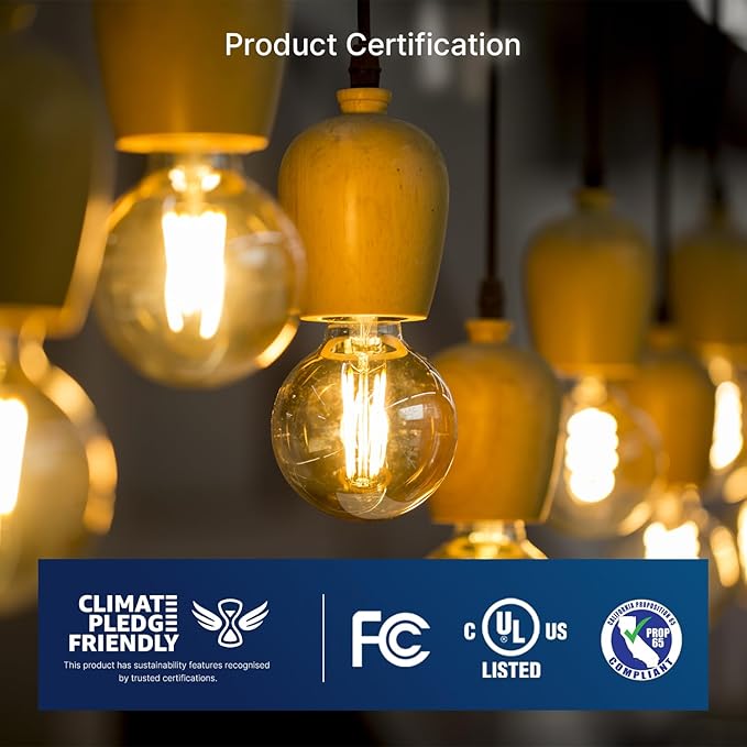 FLSNT G16.5 Dimmable LED Candelabra Bulbs 60W Equivalent, LED E12 Chandelier Light Bulbs, 550LM, CRI90, 5.5W, AC 120V, 6 Pack, 2700K Soft White