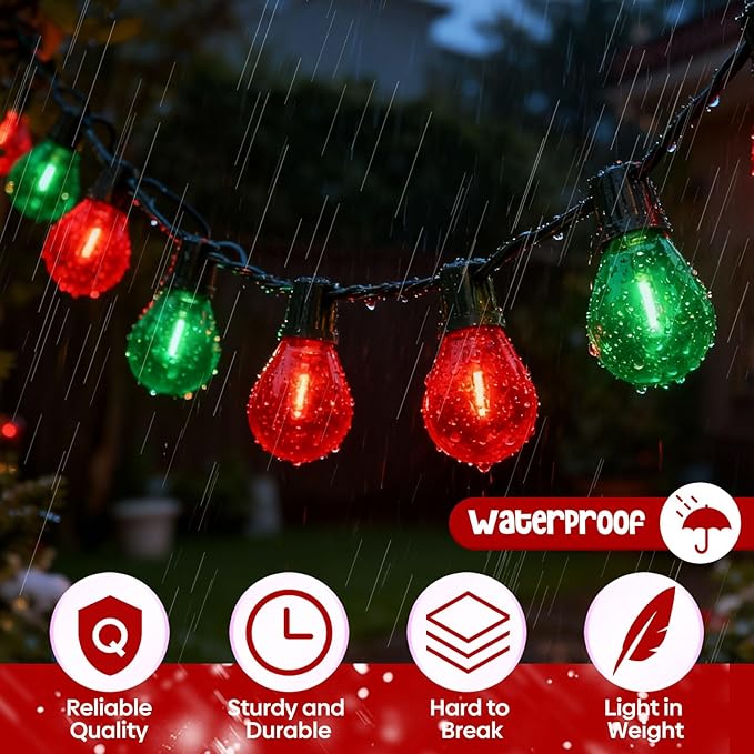 Mudder 60 Pack Light Bulbs 1w Replacement LED Light Bulbs S14 Shatterproof Waterproof String Lights Outdoor Indoor LED Lights Patio Bulb, E26 110v Regular Base(Red and Green,60 Pack)