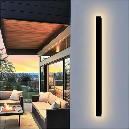 Modern Outdoor Wall Light, 71 Inch Long Black Exterior Sconce LED 3000K Wall Mount Lighting Fixture with Junction Box IP65 Waterproof Outside Light Fixtures for House Garage Front Door