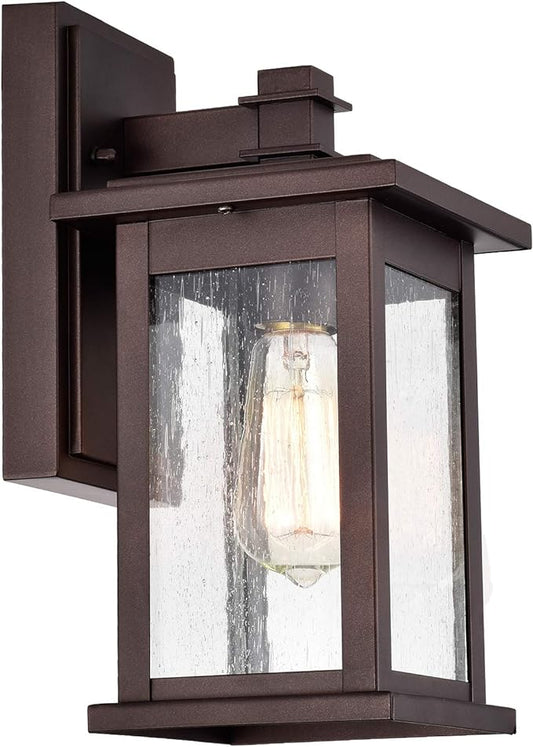 MICSIU Oil Rubbed Bronze Outdoor Wall Sconce, Clear Seedy Glass Outside Porch Sconce, 12 Inch Outdoor Light Fixture for House, Front Door, Entryway, Patio