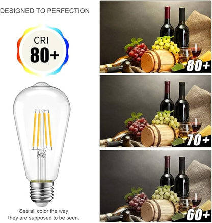 LVWIT Vintage LED Light Bulb, Dimmable 5W (40W Equivalent), ST21 Edison Style LED Filament Bulbs, 470 Lumens 2700K Warm White, E26 Medium Screw Base, 6 Pack