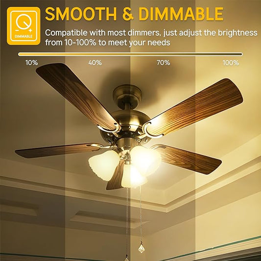 E12 LED Light Bulb Dimmable, 6W Equal 60 Watt Candelabra Bulb A15 LED Bulb for Ceiling Fan,Chandeliers,Wall sconces Warm White 3000K,12-Pack