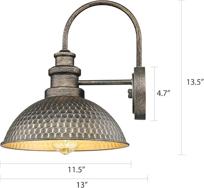 Outdoor Barn Light Fixture, 11.4 Inch Farmhouse Exterior Vintage Wall Mount Lighting, Anti-Rust Waterproof Industrial Outside Wall Sconces for House Porch Patio Garage Yard (Vintage Bronze, 8 Pack)