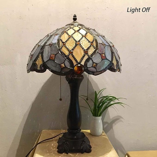 Bieye L10818 Baroque Tiffany Style Stained Glass Table Lamp, Antique Lamp Base for Living Room Bedside Home Decoration, 16 x 24 inches