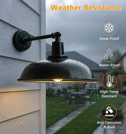 24-inch Extra-Large Outdoor barn Light, Straight arm Design, Vintage Farmhouse Style gooseneck barn Light, Minimalist Outdoor Wall lamp, Suitable for garages, porches, and barns