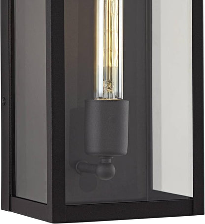 John Timberland Cornell Modern Industrial Box-Shaped Outdoor Wall Light Fixture Sand Black Metal 14 1/4" Clear Glass for Exterior House Porch Patio Outside Deck Garage Yard Front Door Garden