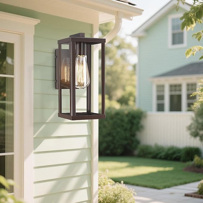 Outdoor Wall Lantern, Exterior Wall Mount Lights, Outdoor Wall Sconces, Wall Lighting Fixture, Outdoor Wall Lantern, Wall Lamp in Oil Rubbed Finish with Clear Glass (ORB, 2 Pack)