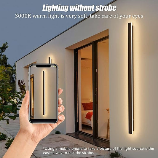 2 Pack 47.25inch Long Outdoor LED Wall Lights 35W Black 3000K Warm White Porch Lights Acrylic Waterproof IP65 Exterior Wall Light Fixtures for House Patio Porch Courtyard