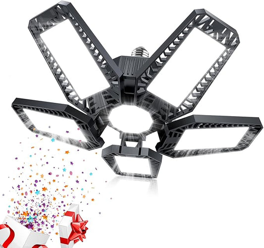 LED Garage Light - 160W 16000LM 6500K LED Garage Ceiling Lights, Screw in Shop Lighting 5+1 Deformable Panels for Attic, Basement, Workshop, E26/E27 (1)