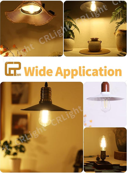 CRLight 8 Pack Vintage Dimmable LED Edison Bulbs, 2700K Warm White 8W 800LM Equivalent 80W Incandescent, E26 ST58 = ST19 Clear Glass Antique Decorative Filament Light