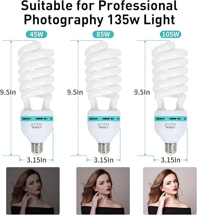 Skytex 2pcs 135W Light Bulb 5500K CFL Daylight Spiral Softbox Lighting Kit Bulb in E27 Socket for Photography Photo