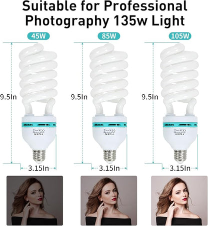 Skytex 2pcs 135W Light Bulb 5500K CFL Daylight Spiral Softbox Lighting Kit Bulb in E27 Socket for Photography Photo