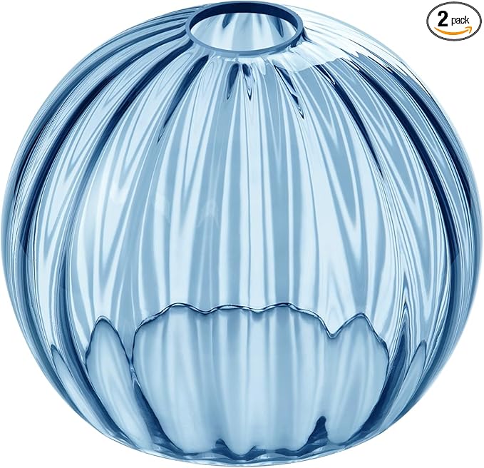 Clear Glass Shade,Replacement Globe & Cover for Lighting Fixture, 8" Diameter, Replacement with 1.65 Inch Fitter for Wall Lamps Chandeliers or Ceiling Light (2, 8Inch - Blue Glass)