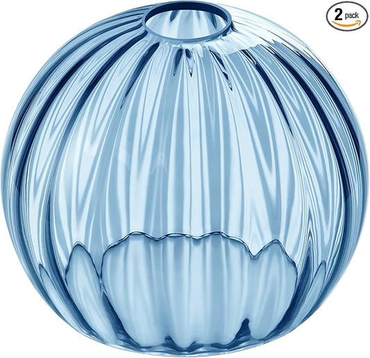Clear Glass Shade,Replacement Globe & Cover for Lighting Fixture, 8" Diameter, Replacement with 1.65 Inch Fitter for Wall Lamps Chandeliers or Ceiling Light (2, 8Inch - Blue Glass)