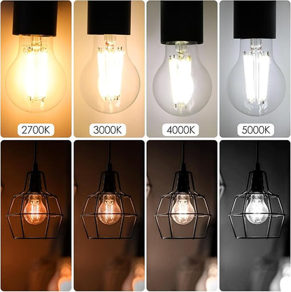Energetic Dimmable A19 LED Edison Light Bulb, 12W Equivalent 100W, 1600LM High Brightness, 2700K Soft White, Clear Antique LED Filament Bulb for Home, Bathroom, E26 Standard Base, 4-Pack