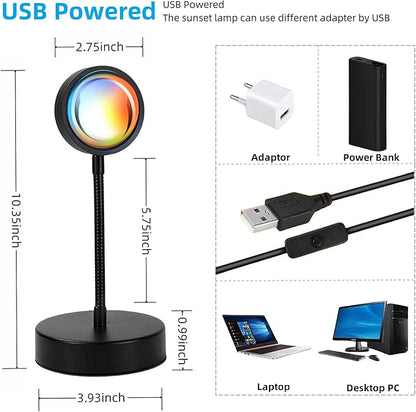 Sunset Lamp Projector Led Lights for Bedroom Night Light RGB Lights Sun Sunlight Sunrise Lamp 10w 360° Rotation Mood Lighting Home/Room Decor Christmas Gifts for Women,Desktop Multicolor