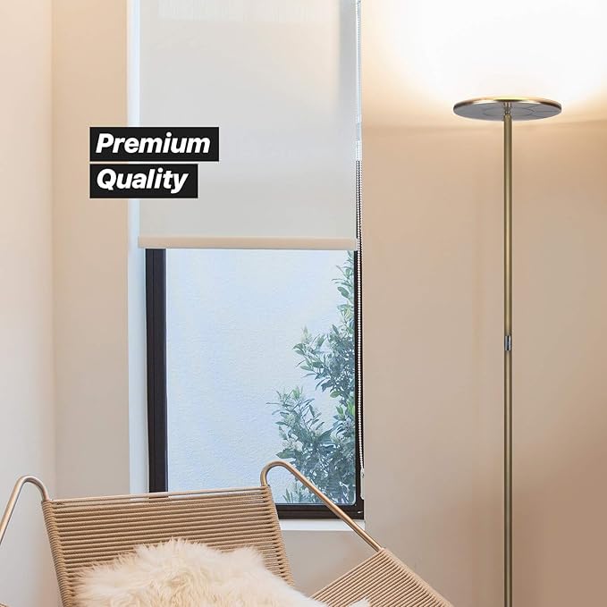 Brightech Sky Flux Dimmable LED Floor Lamp – Super Bright Floor Lamp with 3 Light Modes for Living Room, Office – Torchiere Standing Touch-Lamp, Tall Torch Lamp for Bedroom & Reading - Brass