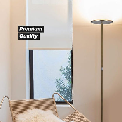 Brightech Sky Flux Dimmable LED Floor Lamp – Super Bright Floor Lamp with 3 Light Modes for Living Room, Office – Torchiere Standing Touch-Lamp, Tall Torch Lamp for Bedroom & Reading - Brass