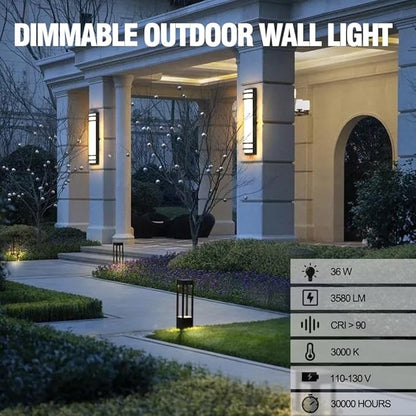 2Packs 36w 3000K Outdoor Wall Lights, LED Dimmable Modern Porch & Patio Wall Light Fixture, 23.6in Black Exterior Sconce Wall Mounted Lights Suitable for Garage Living Room Courtyard House(3000K)