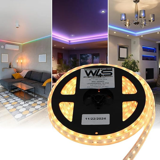 High CRI Waterproof RGBW LED Strip (RGB+Cool White 6000K) 23w/m 24v 5 Year ~ Iris Series (RGB + Warm White)