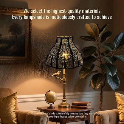 Metal Black and Gold lamp shades for floor lamps for bedroom or living room, 8-petal lotus lamp shape drum lamp shades, corner floor fan lamp with spider fitter (5.32" top x 13" bottom x 9.5" high)