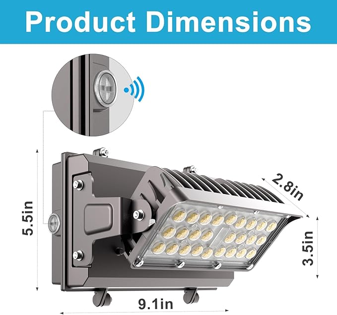 Lightdot 150W LED Wall Pack Lights, 360° Adjustable Panel with Dusk to Dawn Photocell, 22500Lm 5000K Daylight, IP65 Waterproof & Advanced Heat Dissipation Outdoor Security Lighting(Height:10~20ft)