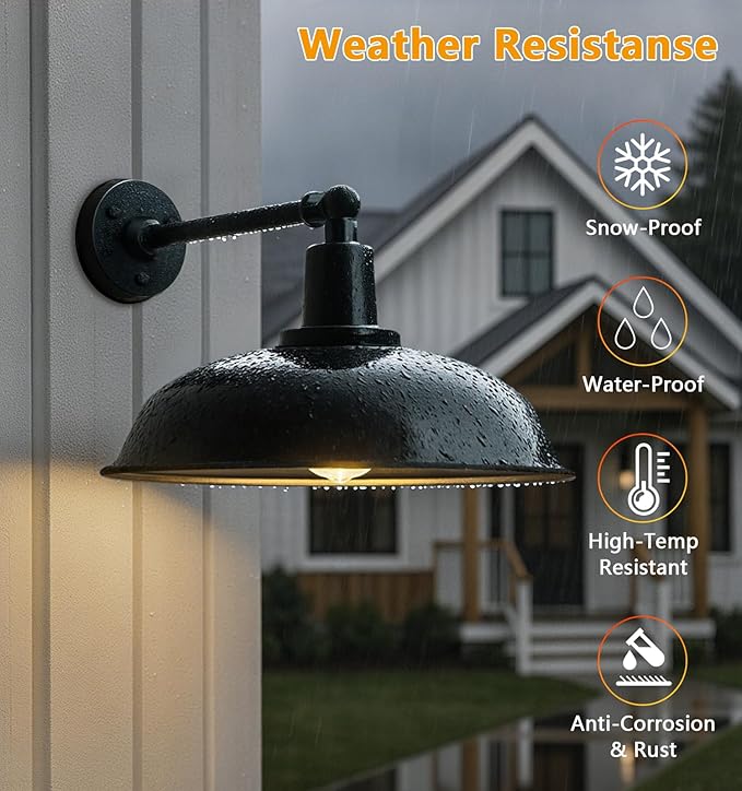21-inch Large Outdoor barn Light, Straight arm Design, Farmhouse Industrial Style gooseneck barn Light, Waterproof and rustproof Outdoor Wall lamp, Suitable for garages, porches, and patios