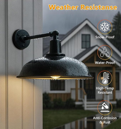 21-inch Large Outdoor barn Light, Straight arm Design, Farmhouse Industrial Style gooseneck barn Light, Waterproof and rustproof Outdoor Wall lamp, Suitable for garages, porches, and patios
