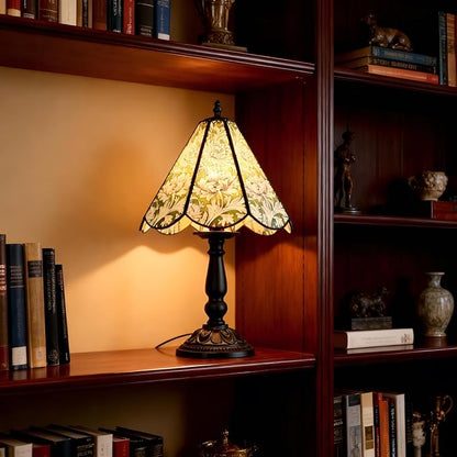 18" Vintage Table Flower Lamp, 60W Retro Glass Vintage Desk Flower Lamp with Switch Controlled, E26 Table Lamp Holder Home Decor Night Stand Lamp Suitable for Living Room, Bedroom Black