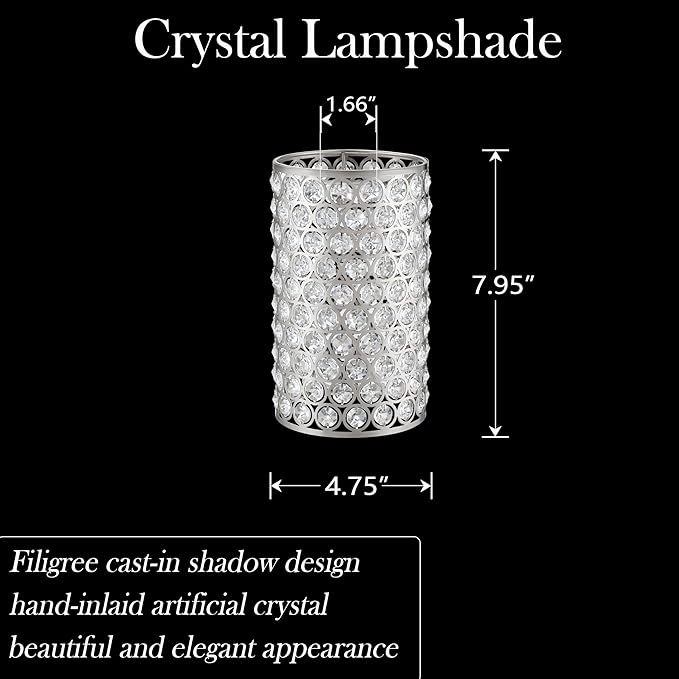 Doraimi Lighting 2 Pack Polyhedral Crystal Metal Pendant Ceiling Chandelier Wall Sconce Lamp Replacement Covers Shade Fixture Brushed Nickel Finish,1.66" Fitter Size,7.9" high*4.8" Diameter