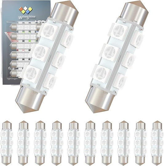 360 deg 42mm DC 24V Festoon LED Bulb 578 569 Amber Yellow,561 562 566 6413 LED Car Bulb for Truck Interior Door Cargo Lights Non Polarity(Pack 12)