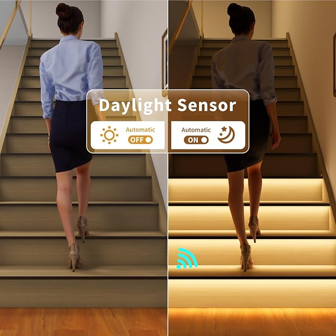 Intelligent Motion Sensor Led Stair Lights Indoor, Interior Lights for Stairs, 40Inch Length (100cm) cuttable and Versatile LED Step Lights(Warm Yellow 3000K, 16 Stairs)