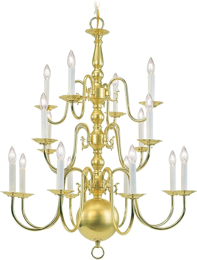 Livex Lighting 5016-02 Williamsburgh 16-Light Chandelier, Polished Brass