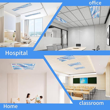 2pcs Fluorescent Light Covers - Light Covers for Ceiling Lights Classroom, Magnetic Light Filters for Office, Hospitals, Home 4 x 2 Feet (rainbow)