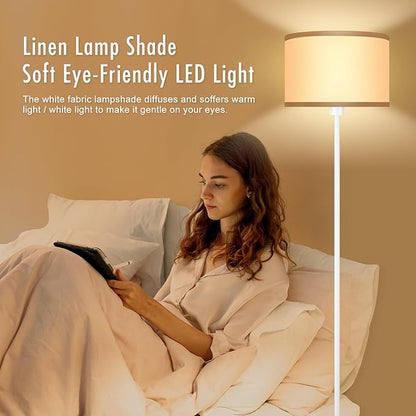 Floor Lamp, Standing Lamp, Small Floor Lamp with Lampshade, 59" Tall Lamp for Bedroom, Foot Switch, Simple White Pole Lamp for Kids Room, Girls Room, Boys Room, Office(NO Bulb, E26 Base)
