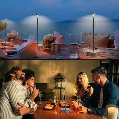 Cordless Table Lamp Rechargeable, Battery Operated 6000mAh Desk Lamp Touch Dimmable Lamp Outdoor Waterproof Portable Wireless Table Light for Dining Restaurant Bar/Outdoor (Gray)