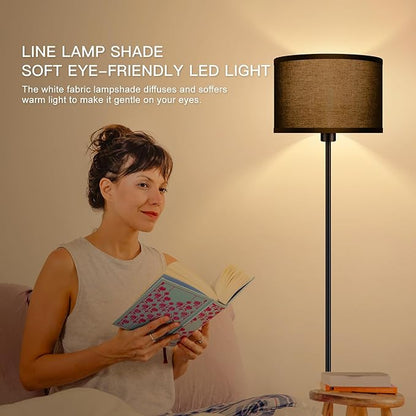 Floor Lamps for Living Room, Modern Standing Lamp, Black Lamp Shades, Foot Switch, Simple Pole Lamps Corner Lamp for Bedroom,Office, Living Room, Den, Bright Reading Floor Lamp(Without Bulb)