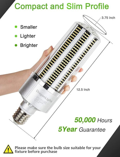 DragonLight 150W Commercial Grade Corn LED Light Bulb(600 Watt Metal Halide/HID/HPS Replacement) E39 Large Mogul Base LED Lamp 5000K Daylight 20,250LM for High Bay Area Lighting