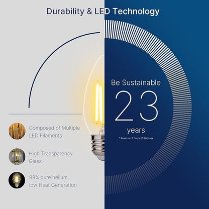FLSNT LED Candelabra Light Bulbs 60W Equivalent E26 Base, Dimmable B11 LED Chandelier Light Bulbs, 2700K Soft White, 48 Pack UL,CA65 Listed.